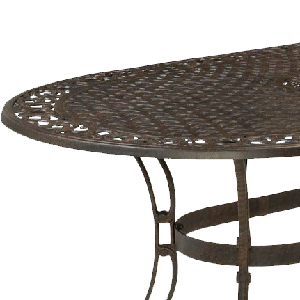 Biscayne Oval Outdoor Dining Table in Rust Brown