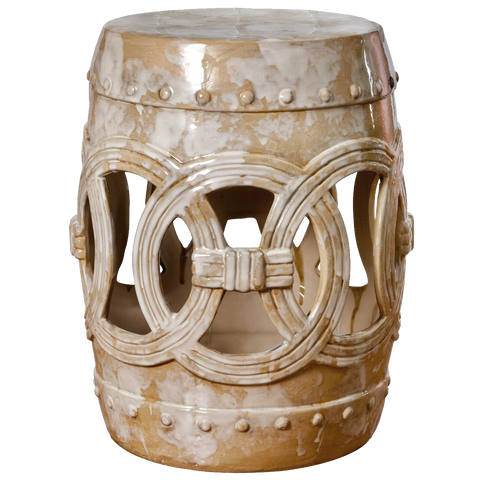 Euclid Antique Asian White Marble Glaze Ceramic Garden Seat